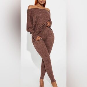 Women's Brown Knit Pants and top set